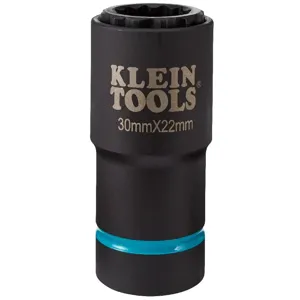 KLEIN TOOLS 66053E Impact Socket, 12 Point, 30 x 22mm Socket Size, Steel | CF3QWR 65078-9