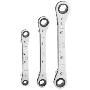 KLEIN TOOLS 68244 Reversible Ratcheting Box Wrench Set, 3 Piece | CE4VUH 68244-5