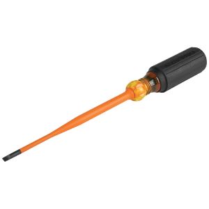 KLEIN TOOLS 6916INS Screwdriver, Insulated, Slim Tip, 3/16 Inch Cabinet Tip, 6 Inch Shank Length | CE4XLB 32814-5