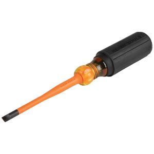 KLEIN TOOLS 6924INS Screwdriver, Insulated, Slim Tip, 1/4 Inch Cabinet Tip, 4 Inch Shank Length | CE4XLA 32812-1