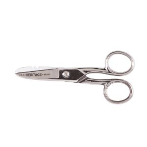 KLEIN TOOLS 100CS Electrician Scissors, With Stripping, Serrated, Blade Length 1.875 Inch | CE4WMF 76125-6