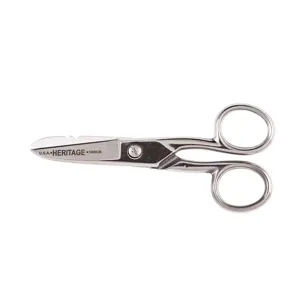 KLEIN TOOLS G100CS Electrician Scissor, Stripping Notches, Serrated, Blade Length 1.875 Inch | CE4VVB 76062-4