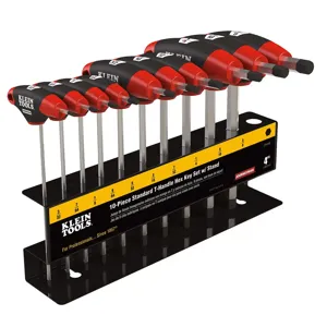 KLEIN TOOLS JTH410E SAE T-Handle Hex Key Kit with Stand, Blade Length 4 Inch, 10 Pack | CE4XYX 33759-8