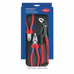 KNIPEX 00 20 09 V01 Plier Set, 3 Pliers, Knurled Grip, Manual, Plastic Part, 2 - 5 Pliers Range | CR7JXK 38UT24