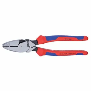 KNIPEX 09 12 240 Linemans Plier, 9 1/2 Inch Overall Length, Tether Ready, Knurled Grip, 9 - 11 in | CR7JWL 50JT87