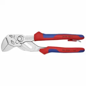 KNIPEX 86 05 180 T BKA Plier Wrench, V, Push Button, 1 3/8 Inch Max Jaw Opening, 7 1/4 Inch Overall Length | CR7JXN 54JD75