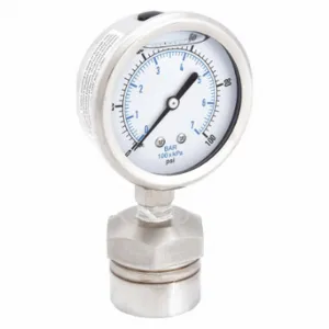 KODIAK CONTROLS KC301L25100/DSM3511 Pressure Gauge With Diaphragm Seal, 0 To 100 PSI, Kc301/Dsm35, 2 1/2 Inch Dial | CR7KGB 45MU18