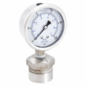 KODIAK CONTROLS KC301L25100/DSM3512 Pressure Gauge With Diaphragm Seal, 0 To 100 PSI, Kc301/Dsm35, 2 1/2 Inch Dial | CR7KGA 45MU29