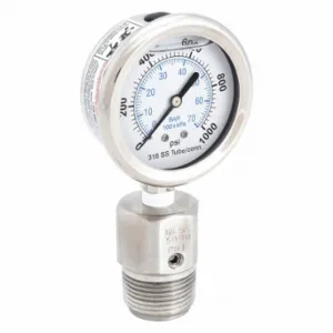 KODIAK CONTROLS KC301L251000/DSF14-M Pressure Gauge With Diaphragm Seal, 0 To 1000 PSI, Kc301/Dsm35Flush, 2 1/2 Inch Dial | CR7KFX 45MU13