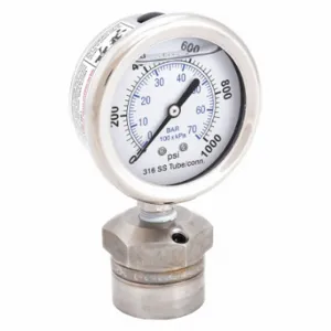 KODIAK CONTROLS KC301L251000/DSM3511 Pressure Gauge With Diaphragm Seal, 0 To 1000 PSI, Kc301/Dsm35, 2 1/2 Inch Dial | CR7KFV 45MU24