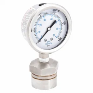 KODIAK CONTROLS KC301L251000/DSM3512 Pressure Gauge With Diaphragm Seal, 0 To 1000 PSI, Kc301/Dsm35, 2 1/2 Inch Dial | CR7KFW 45MU35