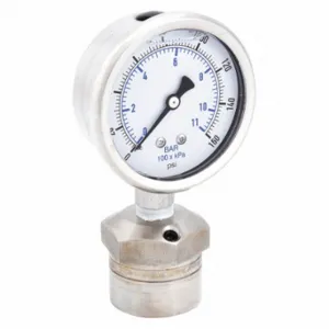 KODIAK CONTROLS KC301L25160/DSM3512 Pressure Gauge With Diaphragm Seal, 0 To 160 PSI, Kc301/Dsm35, 2 1/2 Inch Dial | CR7KGH 45MU30