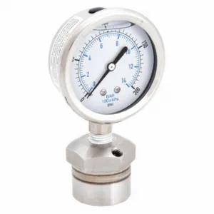 KODIAK CONTROLS KC301L25200/DSM3512 Vacuum Gauge With Diaphragm Seal, 0 To 200 Psi, Kc301/Dsm35, 2 1/2 Inch Dial, Mineral Oil | CR7KHJ 45MU31