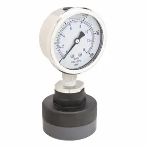 KODIAK CONTROLS KC301L25200/PLDS-PVC-T11 Pressure Gauge With Diaphragm Seal, 0 To 200 PSI, Kc301, 2 1/2 Inch Dial, Ptfe, Pvc | CR7KGL 49WX98