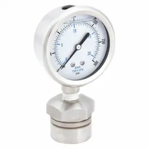 KODIAK CONTROLS KC301L25300/DSM3512 Pressure Gauge With Diaphragm Seal, 0 To 300 PSI, Kc301/Dsm35, 2 1/2 Inch Dial | CR7KHH 45MU32