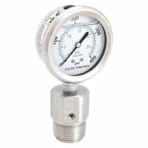 KODIAK CONTROLS KC301L25400/DSF14-M Pressure Gauge With Diaphragm Seal, 0 To 400 PSI, Kc301/Dsm35Flush, 2 1/2 Inch Dial | CR7KGT 45MU11