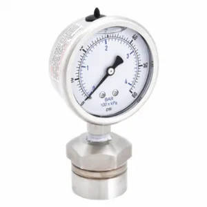 KODIAK CONTROLS KC301L2560/DSM3512 Pressure Gauge With Diaphragm Seal, 0 To 60 PSI, Kc301/Dsm35, 2 1/2 Inch Dial, Mineral Oil | CR7KHB 45MU28