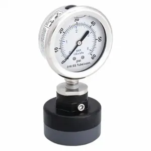 KODIAK CONTROLS KC301L2560/PLDS-PVC-T12 Pressure Gauge With Diaphragm Seal, 0 To 60 PSI, Kc301, 2 1/2 Inch Dial, Ptfe, Pvc | CR7KGU 49WX91