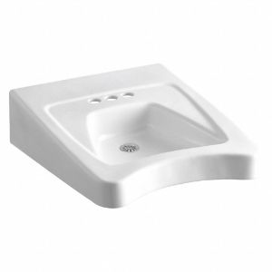 KOHLER K-12636-0 Vitreous China, Wall, Bathroom Sink, Without Faucet, Bowl Size 14 Inch x 13 Inch | CE9CBK 56FD21