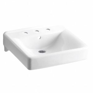 KOHLER K-2053-0 Vitreous China, Wall, Bathroom Sink, Without Faucet, Bowl Size 18 Inch x 13 Inch | CE9CBG 56FD19