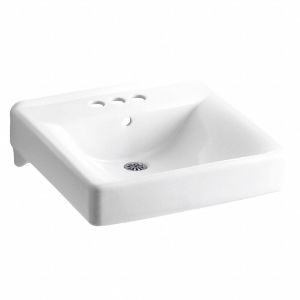 KOHLER K-2054-0 Vitreous China, Wall, Bathroom Sink, Without Faucet, Bowl Size 18 Inch x 13 Inch | CE9CBF 56FD18