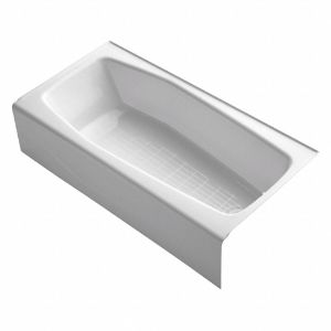 KOHLER K-716-0 Soaking Tub with Drain, 60 x 30-1/4 x 14 Inch Size, White | CE9GBH 493J43