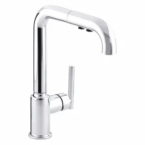 KOHLER K-7505-CP Mid Arc Pull Out, Kitchen Sink Faucet, Manual Faucet Activation, 1.5 Gpm | CE9VTQ 493J38