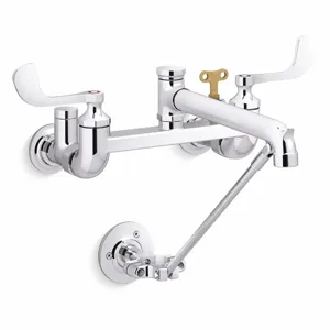 KOHLER K-838T40-5A-CP Low Arc Laundry Sink Faucet, Wristblade Faucet Handle Type, 13.5 Gpm | CE9YAG 55VF68