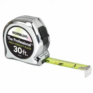 KOMELON 430HV Tape Measure, 30 ft Blade Length, 1 Inch Blade Width, Inch, Closed, ABS Plastic, Steel | CR7KRM 42PV12