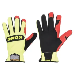 KONG KOPR-02-S Mechanics Gloves, Riggers Glove, Full Finger, Synthetic Leather, Slip-On Cuff, Yellow | CR7KTV 20JE81