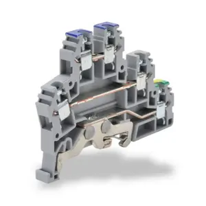 KONNECT-IT KN-DG12 Terminal Block with Ground, Gray, 20A, 35mm Din Rail Mount, Pack Of 20 | CV8CXE