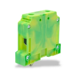 KONNECT-IT KN-G1/0 Grounding Terminal Block, Green And Yellow, 35mm Din Rail Mount, Pack Of 10 | CV8CXW