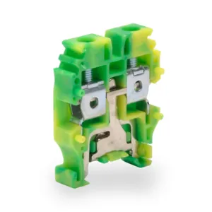 KONNECT-IT KN-MG10-10 Mini Grounding Terminal Block, Green And Yellow, 15mm Din Rail Mount, Pack Of 10 | CV8CYY