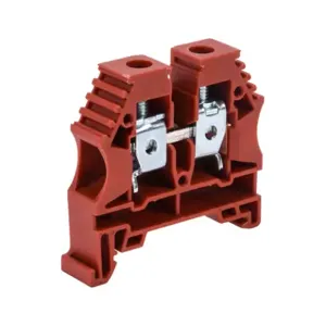 KONNECT-IT KN-T6RED-50 Terminal Block, 16-6 Awg, Red, 65A, 35mm Din Rail Mount, Pack Of 50 | CV8DBL