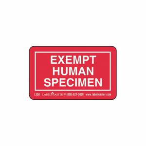 LABELMASTER L358 Exempt Specimen Label, Human, Package Quantity 1000, Semi-Gloss Paper, Rolls, 1000 PK | CR8LWK 567X24