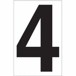 LABELMASTER NUMBER4R Nummernetikett, 3 1/2 Zoll Zeichenhöhe, nur für den Innenbereich, nicht reflektierend, Schwarz, 4, Schwarz | CR8LWU 51ZU53