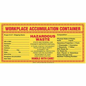 LABELMASTER WACCA8 California Waste Label, PVCF, PK 100 | CR8LWG 51ZW09