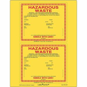 LABELMASTER WMLZ827 Standard Waste Label, Paper, 6 Inch Sizex6 Inch Size, 25 PK | CR8LWR 51ZW16