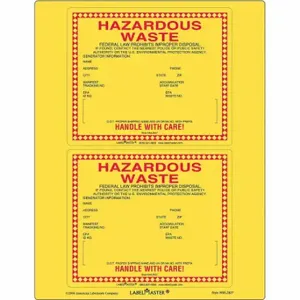 LABELMASTER WMLZ827 Standard Waste Label, Paper, 6 Inch Sizex6 Inch Size, 25 PK | CR8LWR 51ZW16