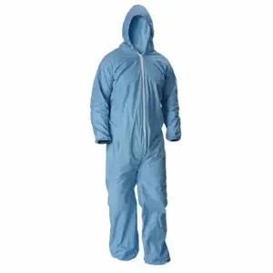 LAKELAND 07428B-MD Flame-Resistant Hooded Coveralls, Pyrolon, Serged Seam, Light Blue, M, 25 PK | CR8MJB 48LZ76