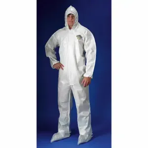 LAKELAND C44414-MD Hooded Chemical-Resistant Coveralls, Che mmax 2, Bound Seam, White, M, 12 PK | CR8MJD 48LZ81