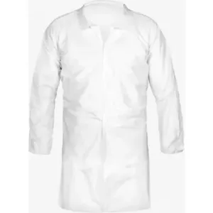 LAKELAND CTL140-XL Labcoat, Snap Front, No Pockets, Long Sleeve, Serged Seam, White, Micromax Ns, White, Xl | CR8MKT 29XZ96