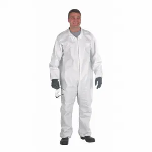 LAKELAND CTL412-4X Collared Disposable Coverall, SBPP with Laminated Microporous Film, Serged Seam, White | CR8MHG 48LZ69