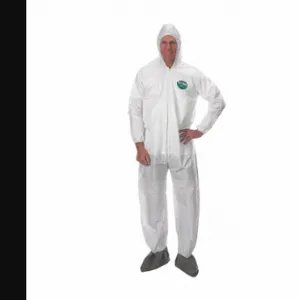 LAKELAND CTL414V-XL Hooded Disposable Coveralls, MicroMax NS, Serged Seam, White, Elastic Cuff | CR8MJL 49CK63