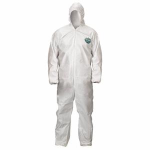 LAKELAND CTL428-4X Hooded Disposable Coveralls, SBPP with Laminated Microporous Film, Serged Seam, White | CR8MJR 48LZ75