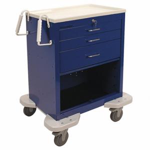 LAKESIDE MANUFACTURING C-324-P2K-1B Medical Procedure Cart, Steel, Swivel/ Swivel With Brake, Blue, Dark Blue | CR8MMQ 19H263