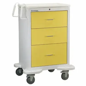 LAKESIDE MANUFACTURING C-330-K-2Y Medical Procedure Cart, Steel, Swivel/ Swivel with Brake, Gray, Yellow | CR8MML 460K54