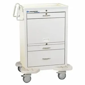 LAKESIDE MANUFACTURING C-330-MUS-TW Medication-Dispensing Cart, Steel, Swivel/ Swivel With Brake, White, White | CR8MNN 19H272