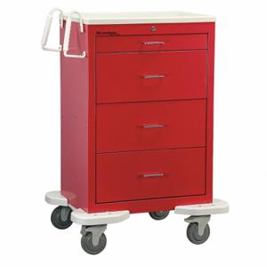 LAKESIDE MANUFACTURING C-430-K-1R General Medical Supply Cart with Drawers, Steel, Swivel/ Swivel with Brake, Red, Red | CR8MMA 460K55