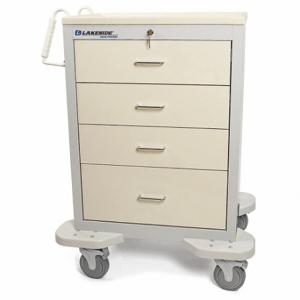 LAKESIDE MANUFACTURING C-430-K-2BE General Medical Supply Cart with Drawers, Steel, Swivel/ Swivel with Brake, Gray | CR8MLR 460K58